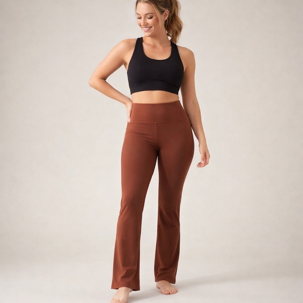 Athleta‎ Elation Straight Leg Pant Medium Mahogany Brown High Rise Powervita